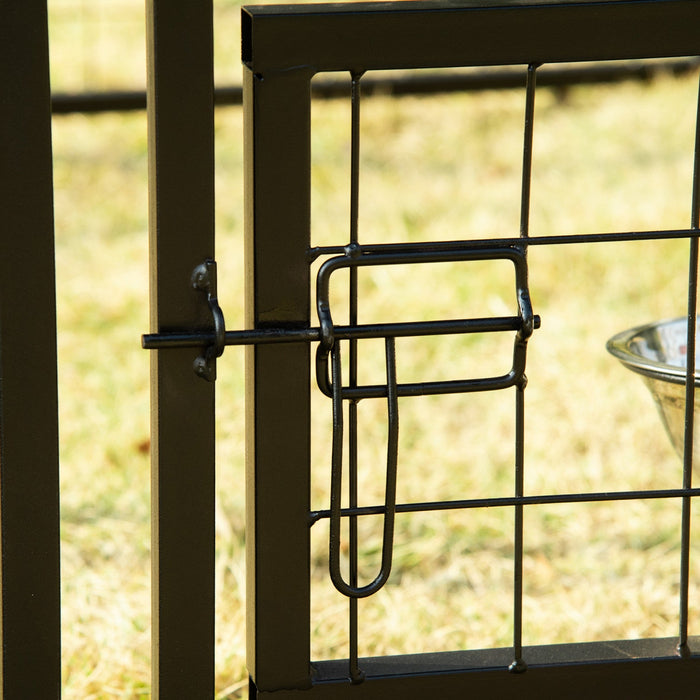 Pawhut Outdoor Dog Kennel, Lockable Pet Playpen Crate, Welded Wire Steel Fence, With Water-, Uv-resi