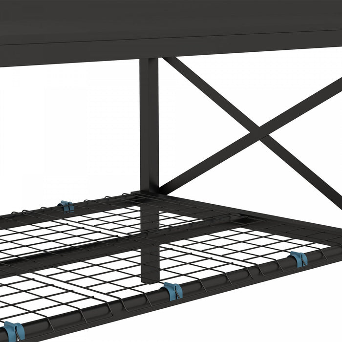 Outsunny Galvanized Raised Garden Bed with Legs and Storage Shelf, Black