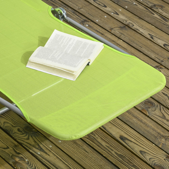 Outsunny 2-piece Folding Chaise Lounge, Reclining Sun Tanning Chairs, Green