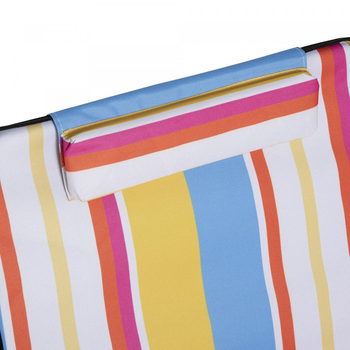 Outsunny Beach Lounge Chair Sun Lounger, Ground Beach Mat, Colorful Stripes