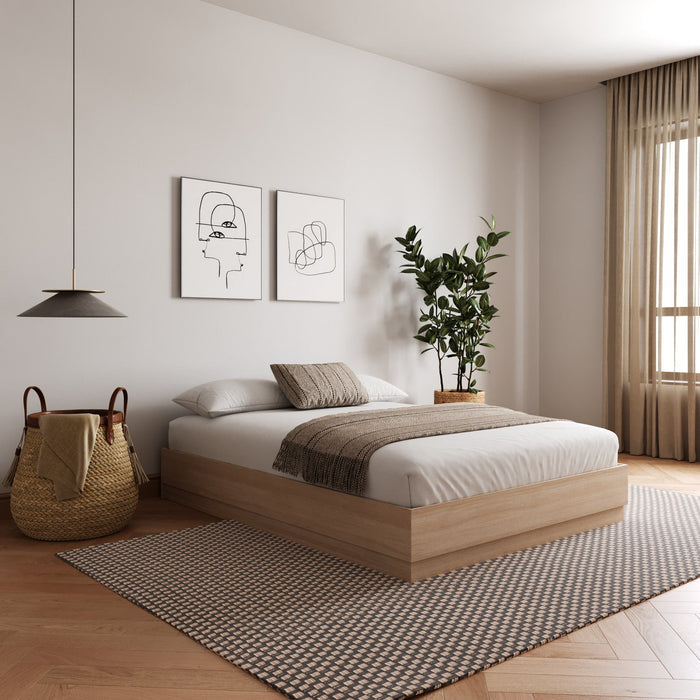 Nordika Milano Platform Queen Bed - Natural Blonde Oak