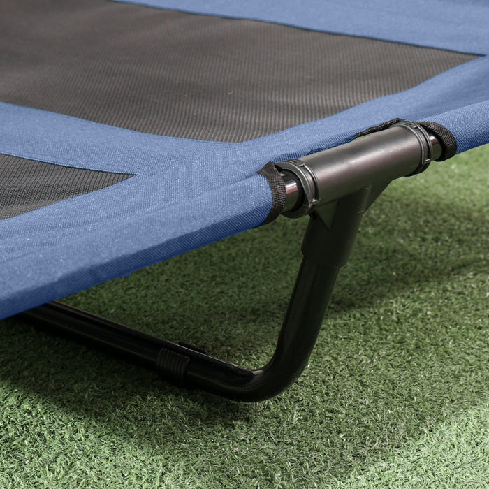 Pawhut Elevated Cooling Pet Bed Portable Raised Dog Cot With Canopy For Medium Large Sized Dogs, Ind