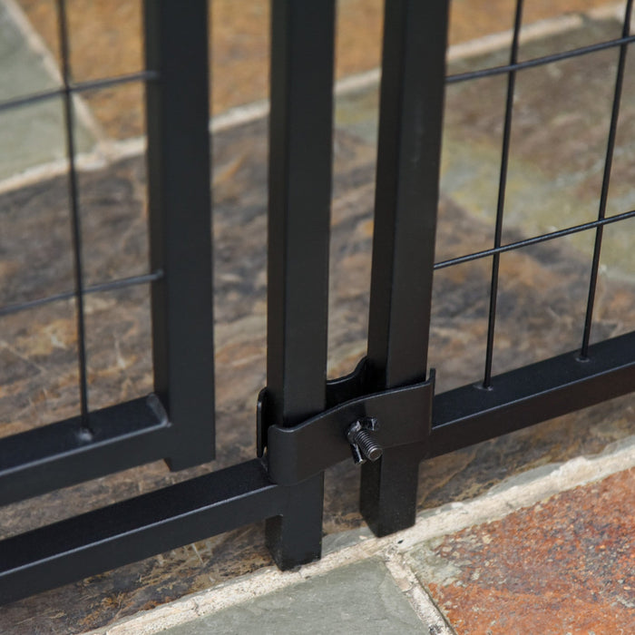 Pawhut 8' X 4' X 6' Large Outdoor Dog Kennel Steel Fence With Uv-resistant Oxford Cloth Roof & Secur