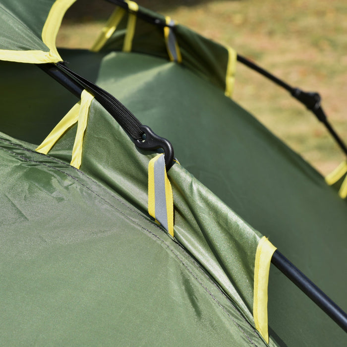 Outsunny Camping Tent, 3 Person Family Tent With Carry Bag, Dark Green