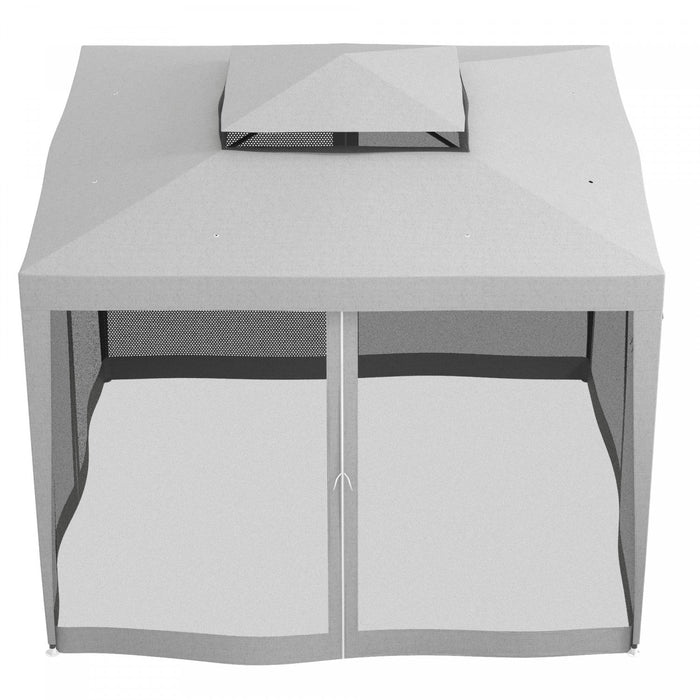 Outsunny 10' X 10' Canopy Tent, Party Tent With Mesh Netting And Double Tier Roof For Backyard, Gard