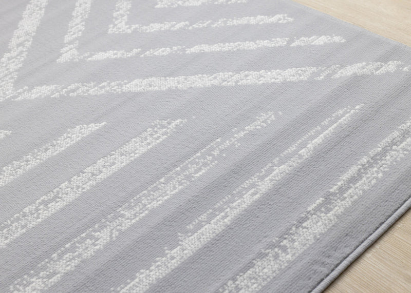 Forte Grey White Modern Striped Area Rug - 7'9\" x 10'6\"
