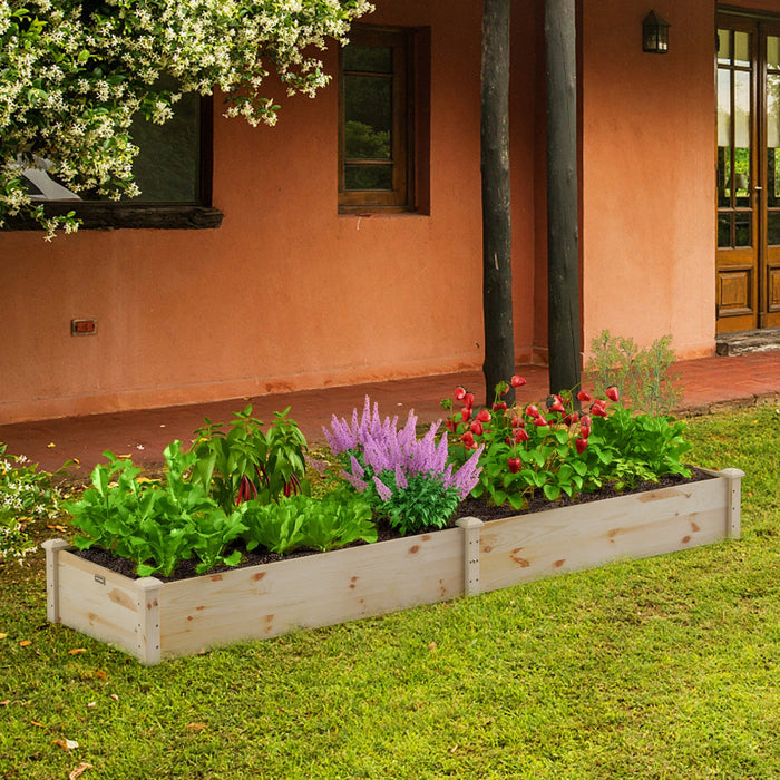 Costway Wooden Raised Garden Bed Outdoor Wood Planter Box For Vegetables Flowers Fruit