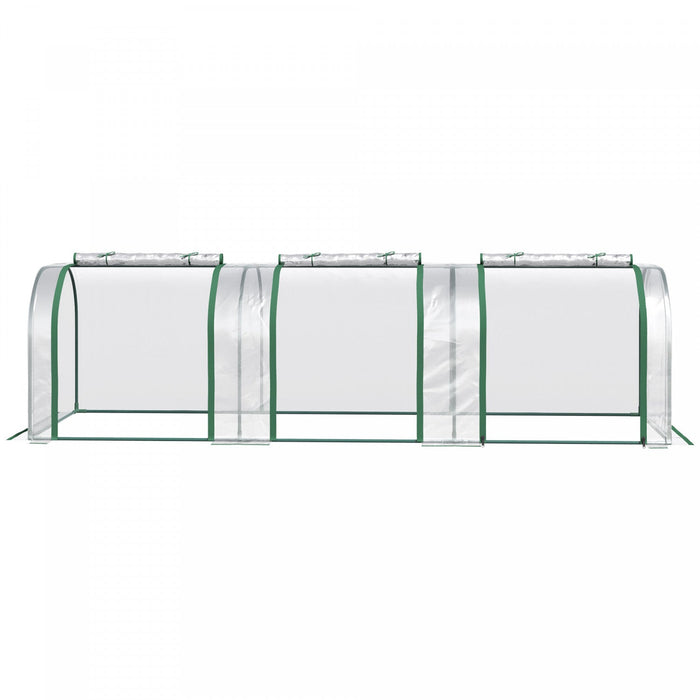 Outsunny 10' X 3' X 2.5' Portable Mini Tunnel Greenhouse With 3 Zipped Doors, Portable Small Green H