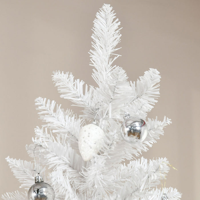 Homcom 7 Foot Artificial Christmas Tree With Metal Base Pink And White