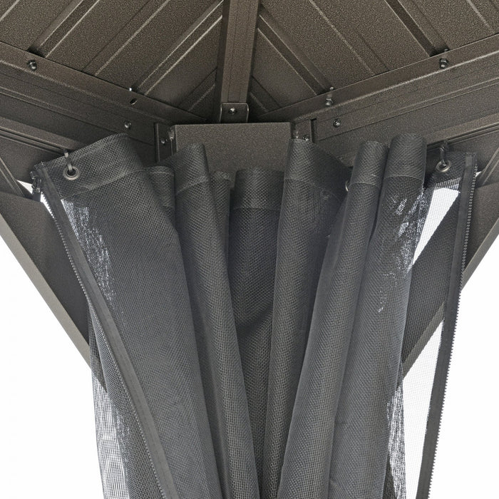 Outsunny 10' X 12' Outdoor Hardtop Gazebo With Galvanized Steel Canopy & Netting Sidewalls For Lawn,