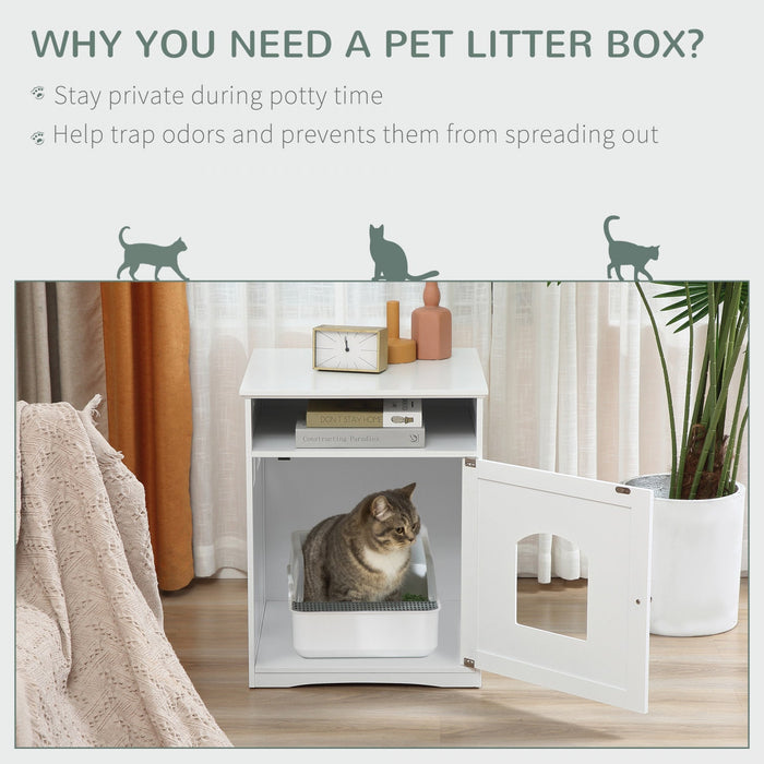 Pawhut Cat Litter Box Enclosure Hidden Cabinet Cat Furniture Indoor Cat Washroom Nightstand End Tabl