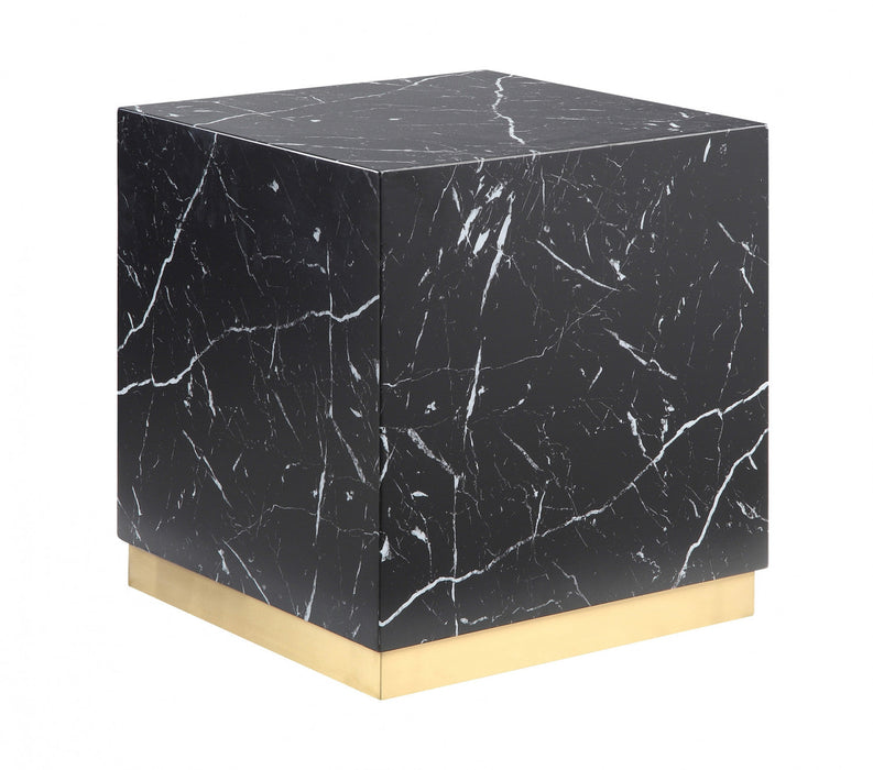 Aphrodite End Table, Black Faux Marble & Gold 