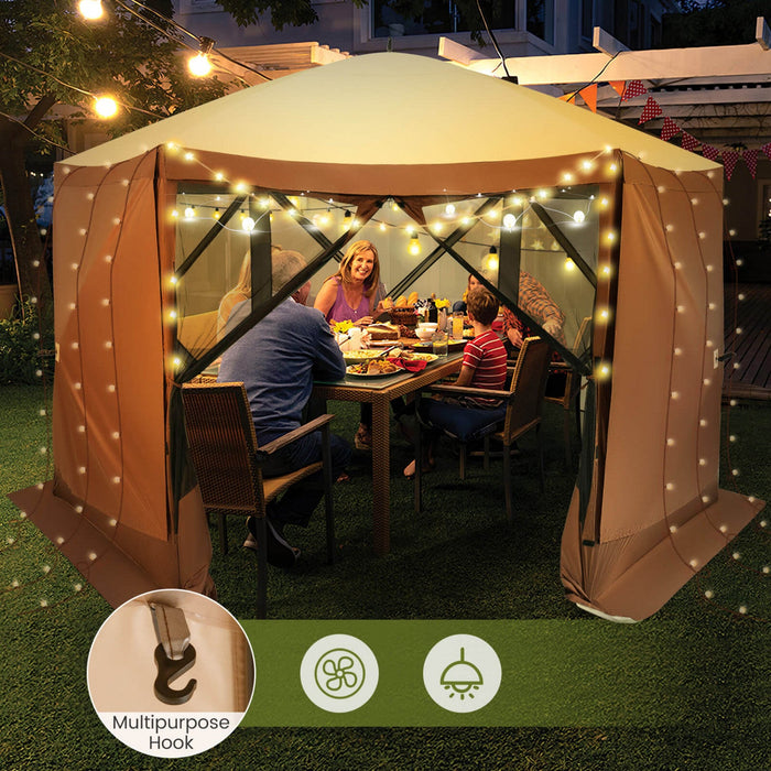 Costway 11.5 X 11.5 Ft Pop-up Gazebo Tent With Mesh Netting Walls 2 Removable Privacy Wind Cloths