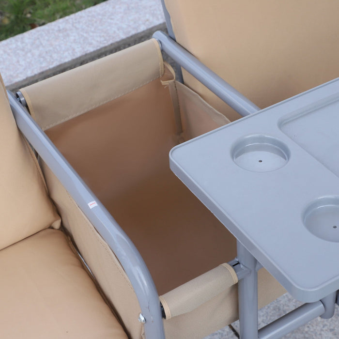 Outsunny Double Outdoor Swing Chair 2 Person Covered Swing Porch Swing W/ Pivot Table And Storage Co