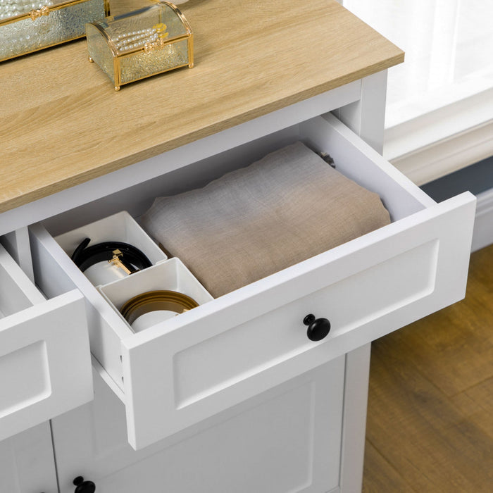 HOMCOM Sideboard Kitchen Storage Cabinet with Drawer Adjustable Shelf White