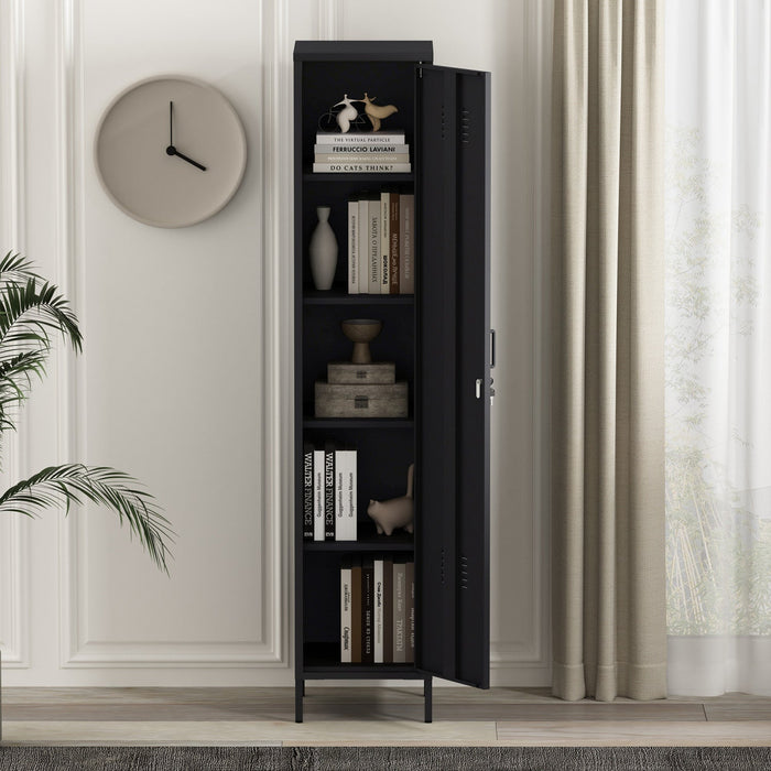 Naomi Modern 15\" Metal Storage Cabinet in Black Armoire 