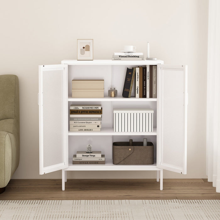 Amelia Modern 32\" Metal Accent Cabinet in White 