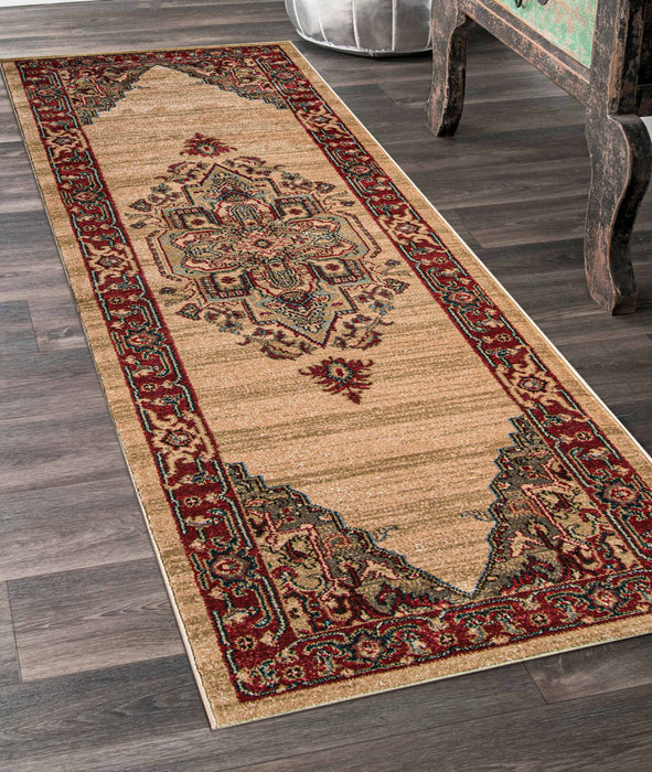 Lux Traditional 2'3\" x 7'6\" Runner Rug in Ivory Indoor Area Rug 