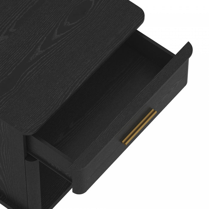 Clifford Traditional Nightstand in Black (1-Drawer) 