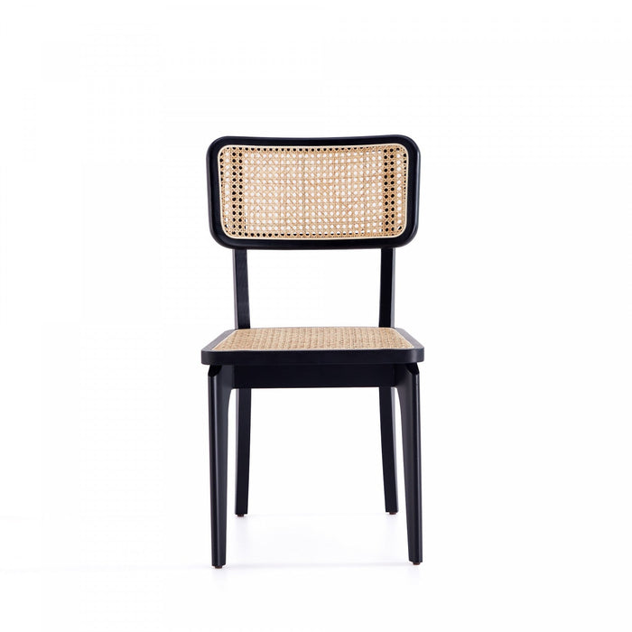 Giverny Industry Chic Wood Dining Chair in Black and Natural - Set of 4 