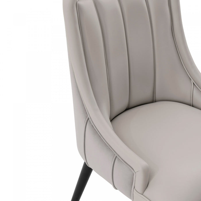 Eda Modern Wood Upholstered Dining Chair in Light Gray - Set of 2 