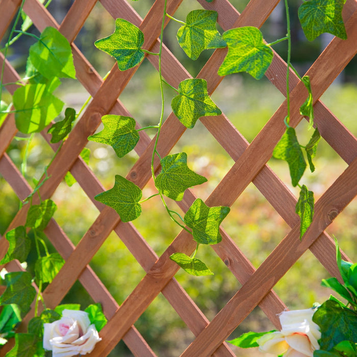 Outsunny 2.4 X 1 X 4.9 Ft Garden Wooden Pine Trough Planter With Topped Trellis Climbing Plants Flow