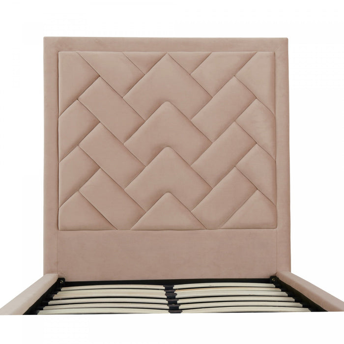 Crosby Modern Upholstered Velvet Twin Bed in Nude 