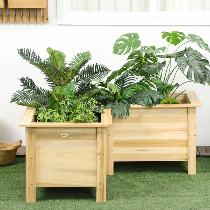 Outsunny Raised Garden Bed, Wooden Elevated Planter Box Outdoor With Legs, For Vegetables, Flowers, 