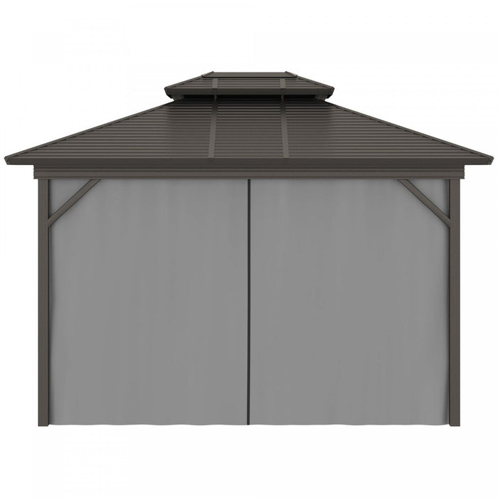 Outsunny 10' X 12' Hardtop Gazebo, Aluminum Frame Garden Sun Shelter With Double Tier Metal Roof, Mo