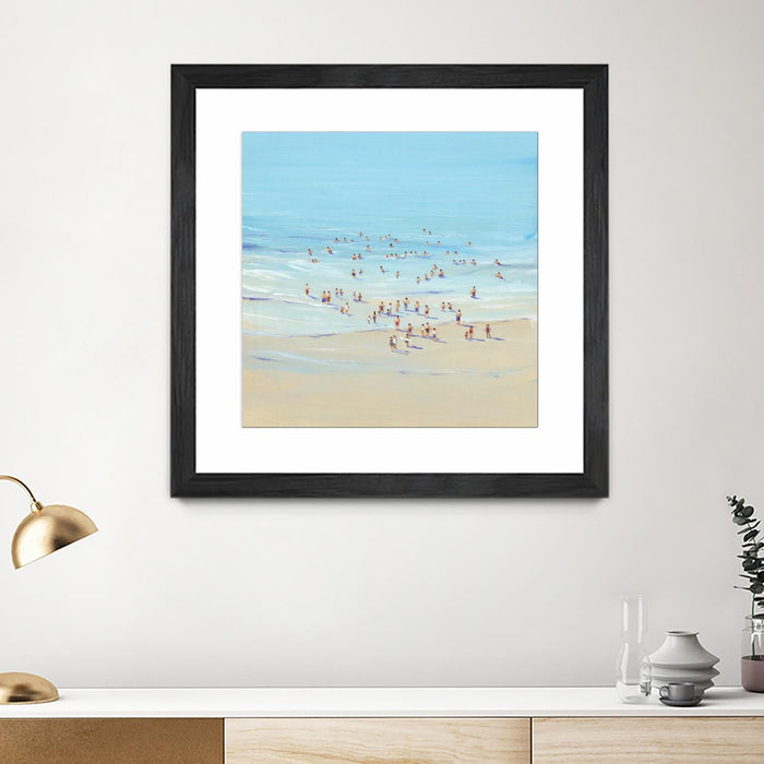 \"Beach Day I\" Matted and Framed Black 36x36 Wall Art