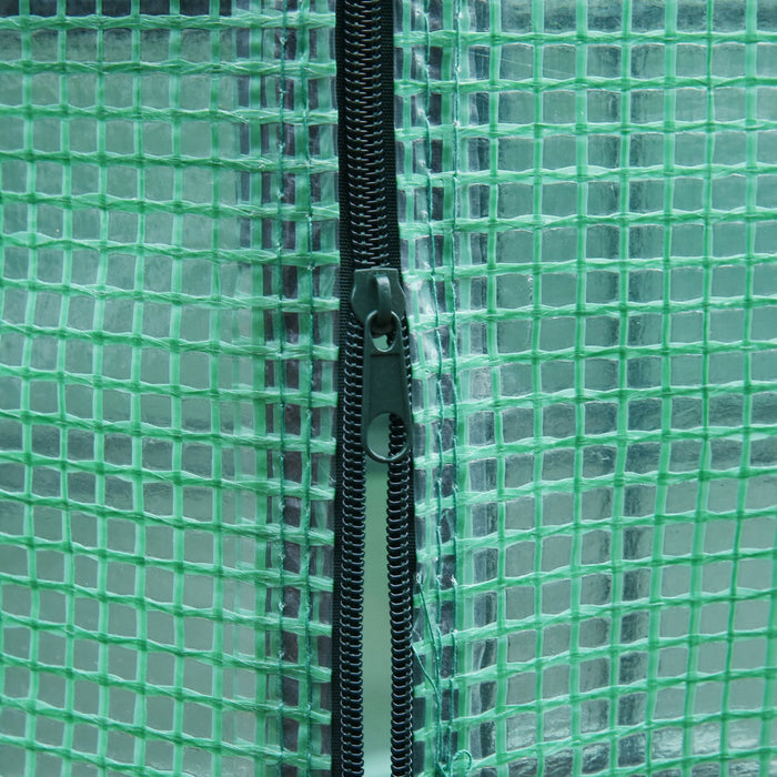 Outsunny 7.5' X 6.5' Walk-in Greenhouse With 3-tier Shelves, Hexagonal Portable Green House With Rol
