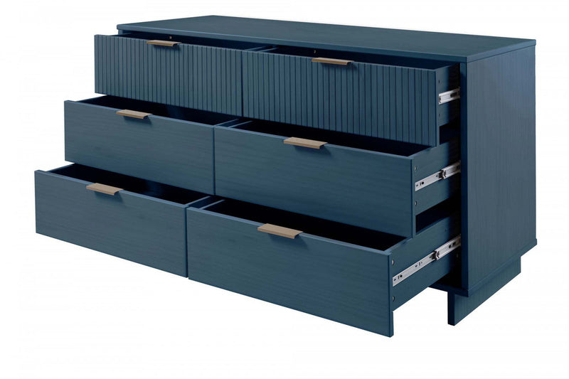 Granville Modern 55\" Dresser in Midnight Blue (6-Drawer) 