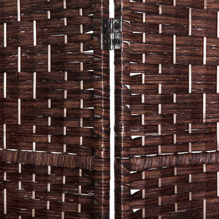 Homcom Double Hinged Woven Wicker Room Divider And Privacy Screens