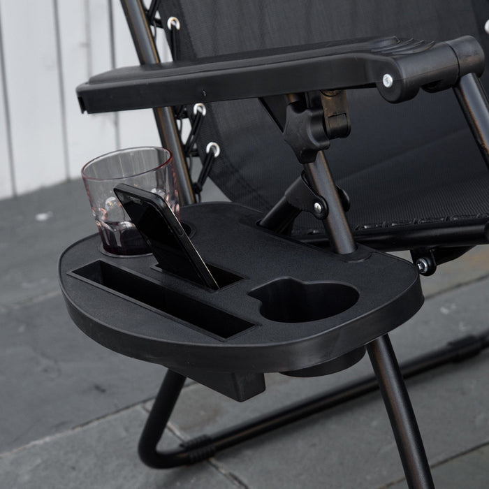 Outsunny 2 Piece Foldable Lounge Chair With Canopy Shade, Black