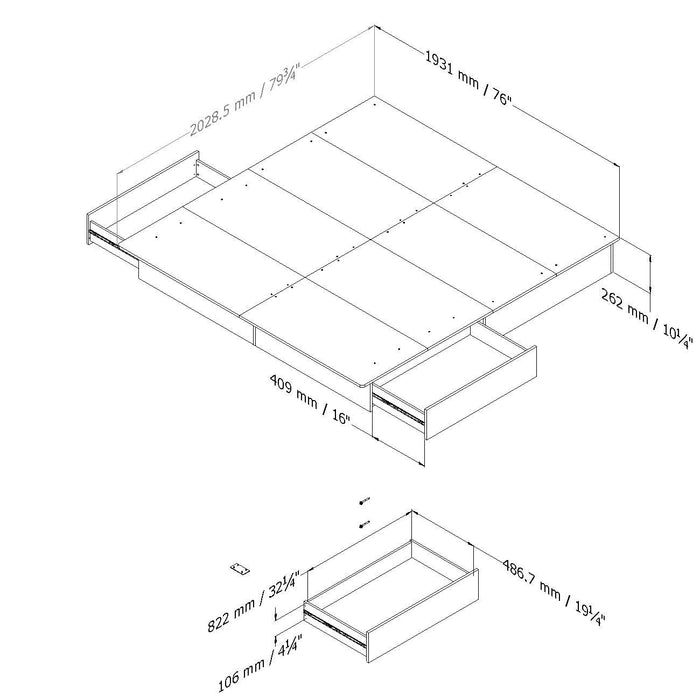 Step One Platform Bed With Drawers - Pure White 