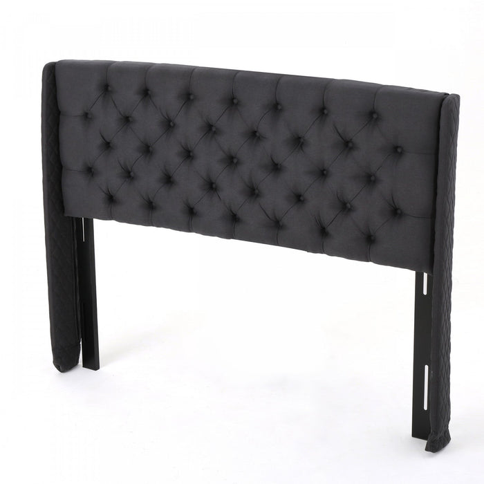Hansen Upholstered Wingback Headboard With Button Tufting,king Size,black 