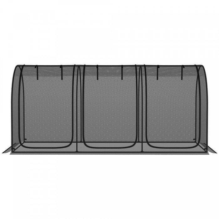 Outsunny 9 X 4ft Crop Cage With 3 Zippered Doors And Ground Stakes Black
