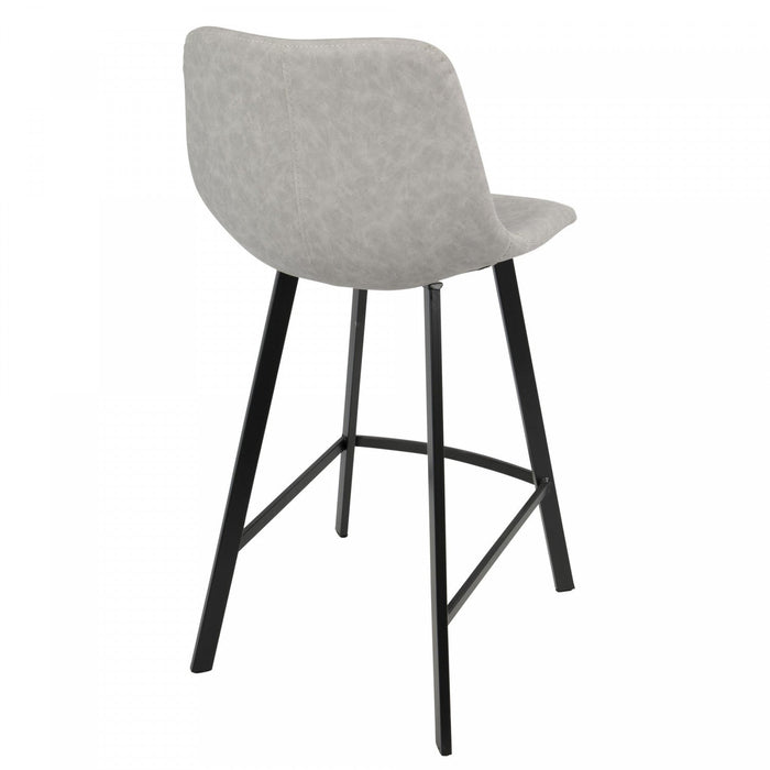 LumiSource Outlaw Grey Faux Leather Industrial Counter-Height Stool - Set of 2