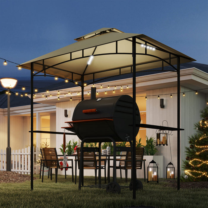 Outsunny 8' X 5' Grill Gazebo, Double Tiered Barbecue Gazebo, Beige