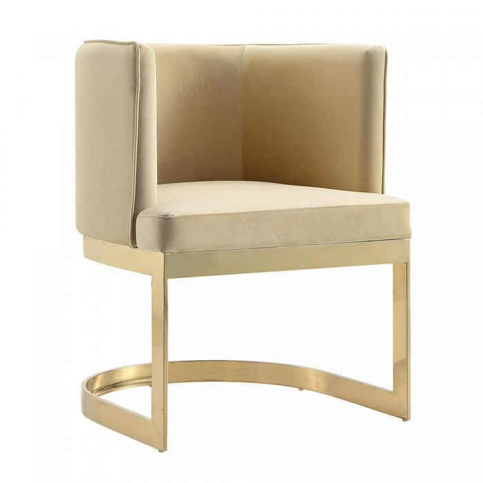 Aura Modern Velvet Metal Dining Chair in Sand - Set of 2 