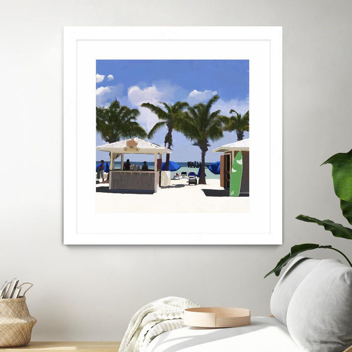 \"Key West Cabana I\" Matted and Framed White 30x30 Wall Art