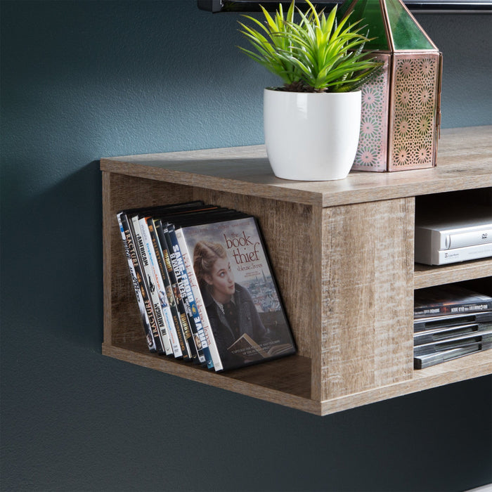 City Life Wall Mounted Media Console - Weathered Oak 