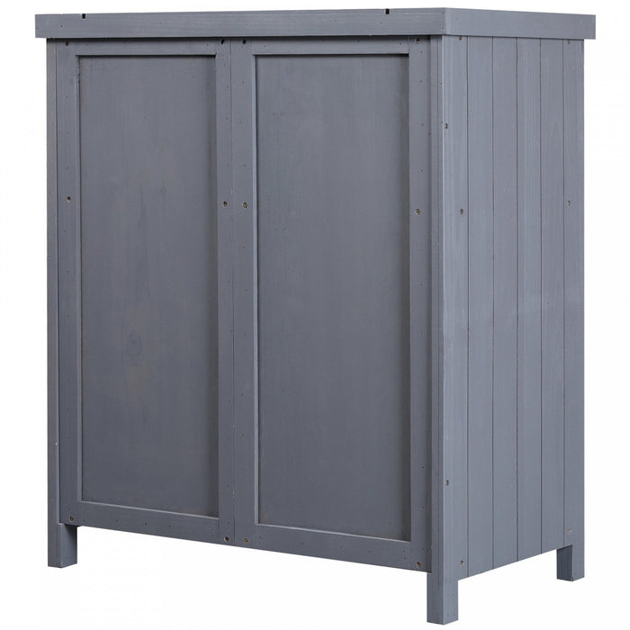 Outsunny Garden Storage Cabinet, Outdoor Tool Shed With Galvanized Top And Two Shelves For Yard Tool