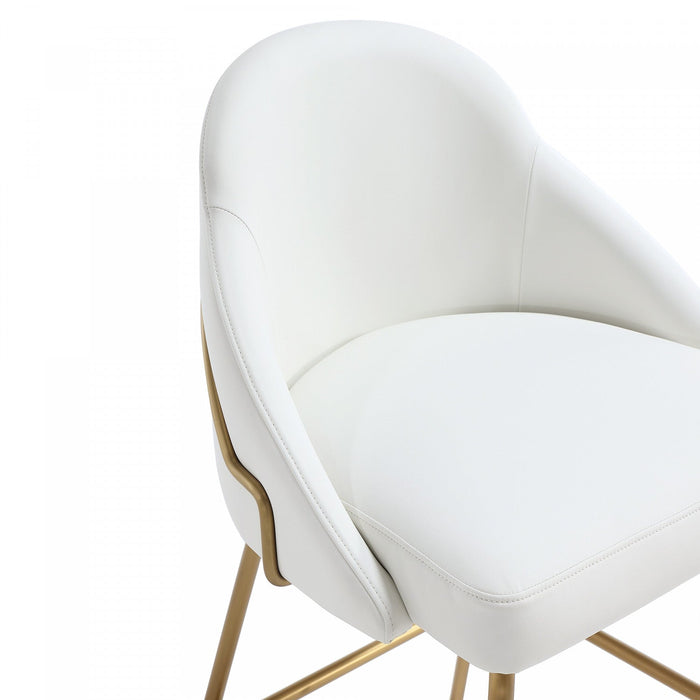 Gracie Modern Metal Upholstered Counter Stool in White and Gold Armoire 