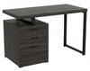 47” Computer Desk With 3 Drawers - Dark Grey Wood With Silver Metal Base 