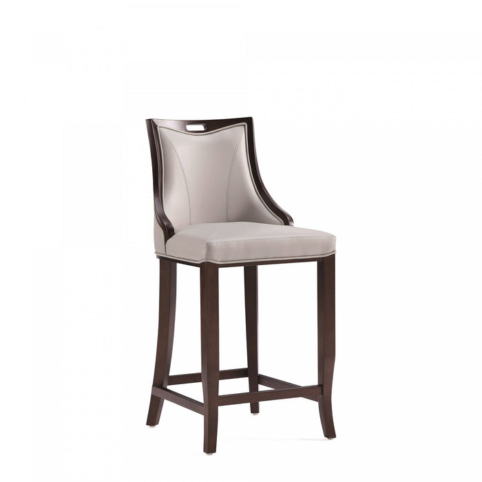 Emperor Traditional Wood Upholstered Barstool in Light Gray - Set of 2 