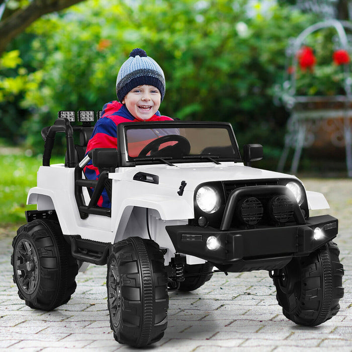 Costway 12v Kids Ride On Truck Car W/ Remote Control Mp3 Music Led Lights White
