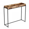 40” Modern Console Table With Sunkey Tray - Brown Reclaimed Wood With Black Metal 