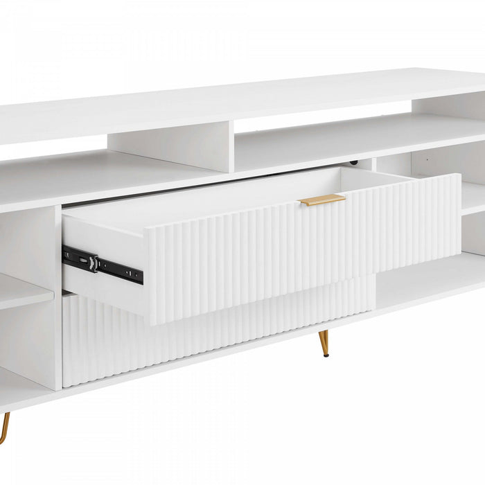 Dumbo Modern 85\" Fluted TV Stand in White 