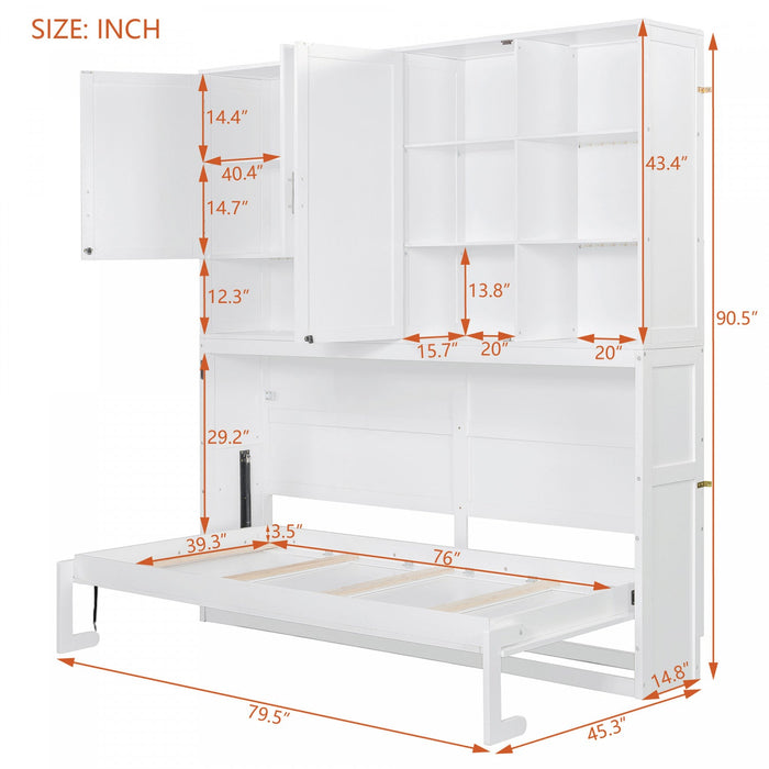 Ethan Space-Saving Murphy Bed with Storage and Foldable Design,Twin Size,White Twin Bed  